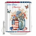 thumbnail image 1 of Extra Long Shower Curtain 72x96 Inch, 4th of July Shower Curtain Waterproof Bathroom Decor Independence Day Spring Floral Love Heart Flowers Fabric Bath Curtain Set Accessories with Hooks, 1 of 6