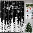 thumbnail image 1 of Extra Long Shower Curtain 72x96 Inch, Black Christmas Trees Shower Curtain Waterproof Bathroom Decor, Winter Xmas Snowflakes Pine Forest Fabric Bath Curtain Set Accessories with Hooks, 1 of 8