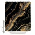 thumbnail image 1 of Extra Long Shower Curtain 72x96 Inch, Black Gold Wave Shower Curtain Waterproof Bathroom Decor Abstract Coastal Ocean Geometric Fabric Bath Curtain Set Accessories with Hooks, 1 of 6