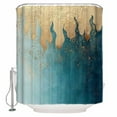 thumbnail image 1 of Extra Long Shower Curtain 72x96 Inch, Blue Gold Shower Curtain Waterproof Bathroom Decor Abstract Simple Minimalist Art Fabric Bath Curtain Set Accessories with Hooks, 1 of 6