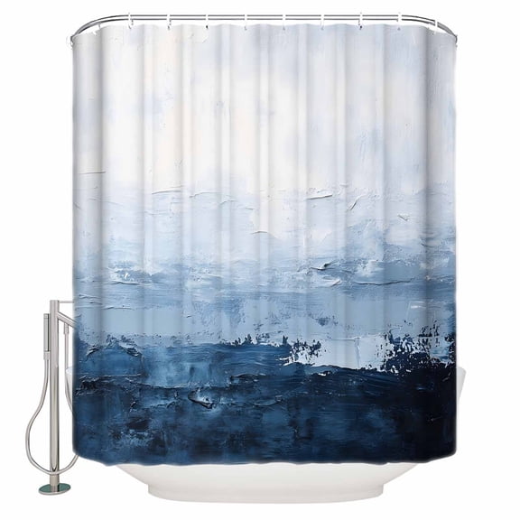 Extra Long Shower Curtain 72x96 Inch, Blue Ombre Shower Curtain Waterproof Bathroom Decor Modern Oil Painting Art Abstract Fabric Bath Curtain Set Accessories with Hooks