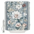 thumbnail image 1 of Extra Long Shower Curtain 72x96 Inch, Blue Pink Flowers Shower Curtain Waterproof Bathroom Decor Vintage Botanical Elegant Floral Fabric Bath Curtain Set Accessories with Hooks, 1 of 6