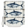 thumbnail image 1 of Extra Long Shower Curtain 72x96 Inch, Coastal Fish Shower Curtain Waterproof Bathroom Decor Modern Oil Painting Ocean Nautical Fabric Bath Curtain Set Accessories with Hooks, 1 of 6