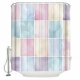 thumbnail image 1 of Extra Long Shower Curtain 72x96 Inch, Colorful Plaid Shower Curtain Waterproof Bathroom Decor Geometric Gingham Lattice Patchwork Fabric Bath Curtain Set Accessories with Hooks, 1 of 6