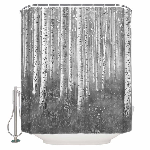 Extra Long Shower Curtain 72x96 Inch, Grey Oil Painting Shower Curtain Waterproof Bathroom Decor Contemporary Abstract Art Fabric Bath Curtain Set Accessories with Hooks