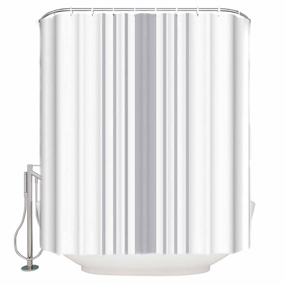 Extra Long Shower Curtain 72x96 Inch, Grey Vertical Striped Shower Curtain Waterproof Bathroom Decor White Modern Simple Geometric Fabric Bath Curtain Set Accessories with Hooks