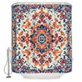 thumbnail image 1 of Extra Long Shower Curtain 72x96 Inch, Orange Blue Ethnic Shower Curtain Waterproof Bathroom Decor Boho Geometric Art Vintage Fabric Bath Curtain Set Accessories with Hooks, 1 of 6