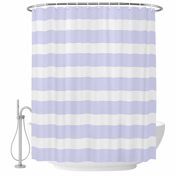 Extra Long Shower Curtain 72x96 Inch, Purple Striped Shower Curtain Waterproof Bathroom Decor, Modern Classic Horizontal Stripes Fabric Bath Curtain Set Accessories with Hooks