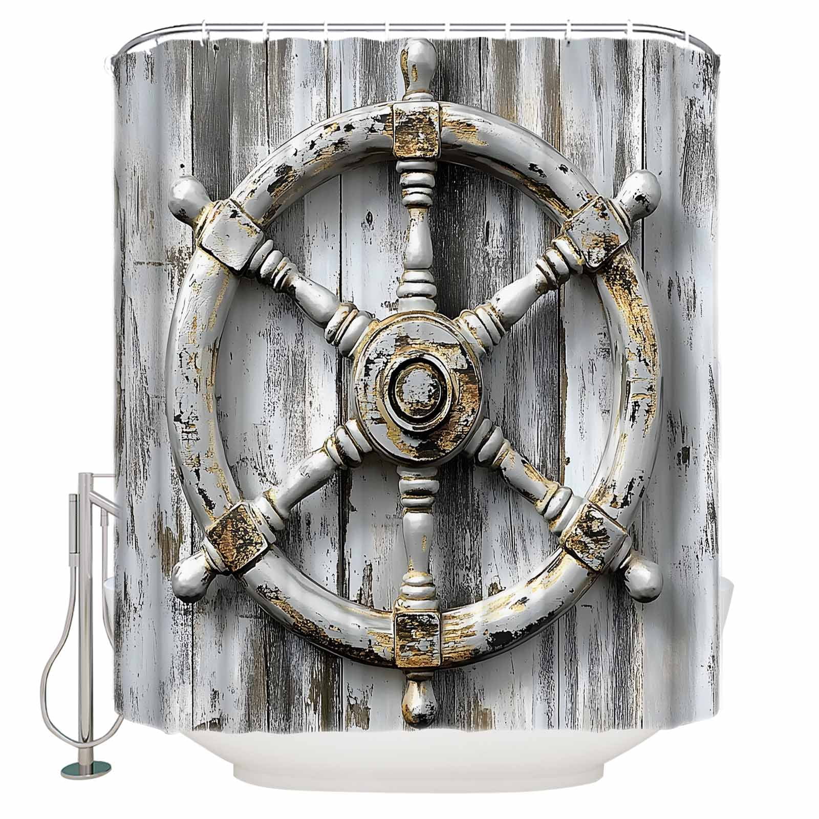 Extra Long Shower Curtain 72x96 Inch, Rudder Coastal Shower Curtain ...