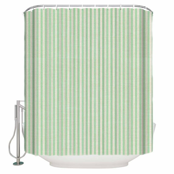 Extra Long Shower Curtain 72x96 Inch, Sage Green Striped Shower Curtain Waterproof Bathroom Decor Modern Simple Farmhouse Beige Fabric Bath Curtain Set Accessories with Hooks