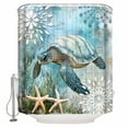 thumbnail image 1 of Extra Long Shower Curtain 72x96 Inch, Sea Turtle Coastal Shower Curtain Waterproof Bathroom Decor Summer Beach Teal Coral Starfish Fabric Bath Curtain Set Accessories with Hooks, 1 of 6