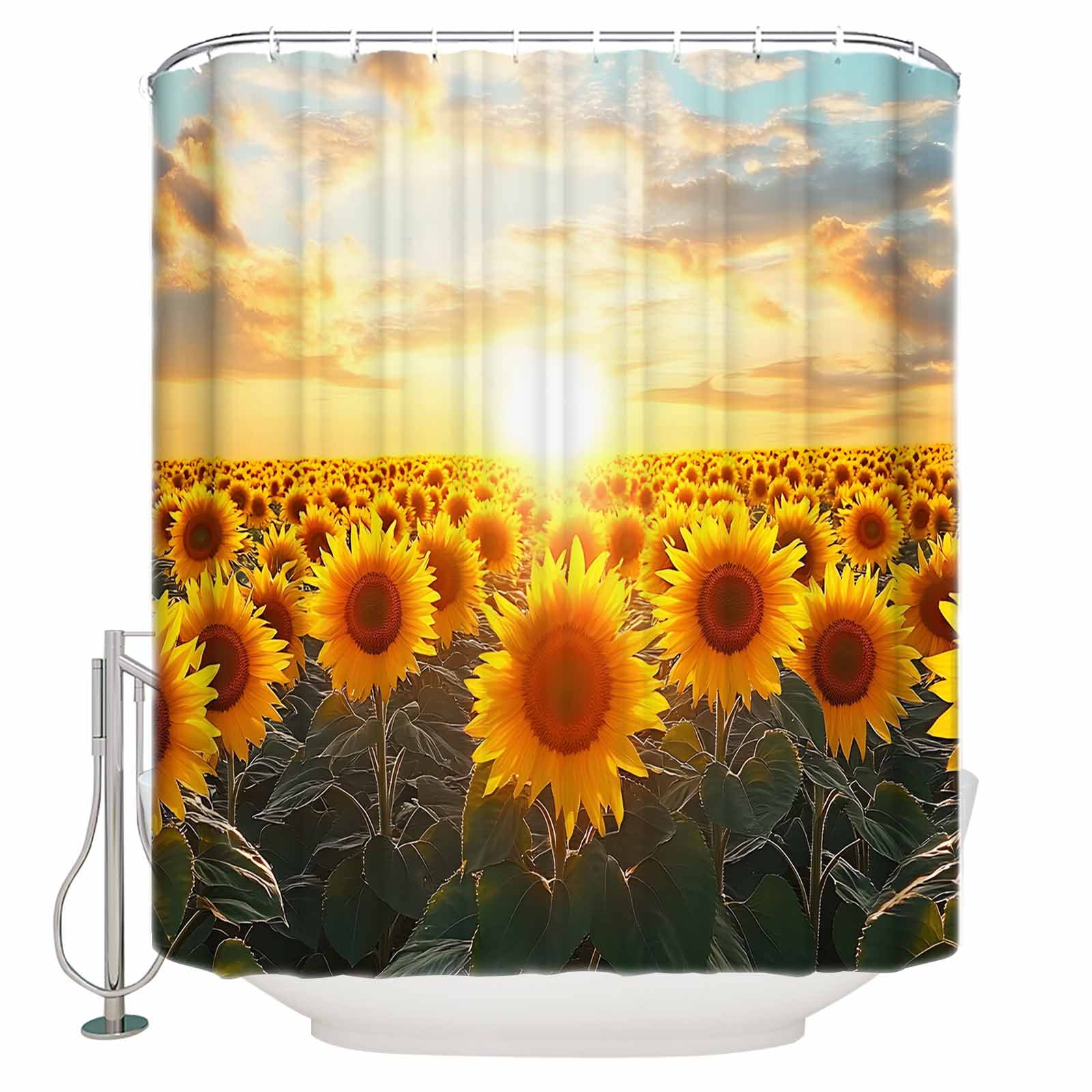 Pink Floral Shower Curtain 72x96 Inches - Watercolor Chrysanthemum Flowers, Waterproof Polyester