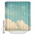 thumbnail image 1 of Extra Long Shower Curtain 72x96 Inch, Teal Green Cloudy Sky Shower Curtain Waterproof Bathroom Decor Modern Vintage Nature Clouds Fabric Bath Curtain Set Accessories with Hooks, 1 of 6