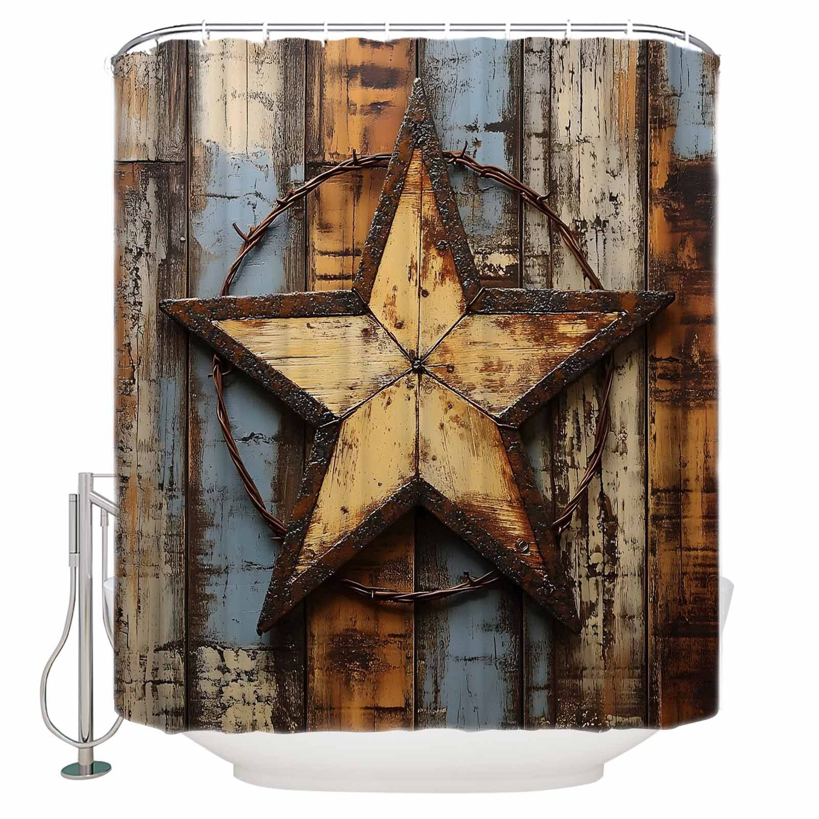 Extra Long Shower Curtain 72x96 Inch, Vintage Farmhouse Shower Curtain ...