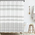 thumbnail image 1 of Extra Long Shower Curtain 84 Inch Length Grey and White Modern Farmhouse Striped Waterproof Fabric Machine Washable with 12 Hooks Create a Stylish and Functional Bathroom Makeover (70"x84), 1 of 6
