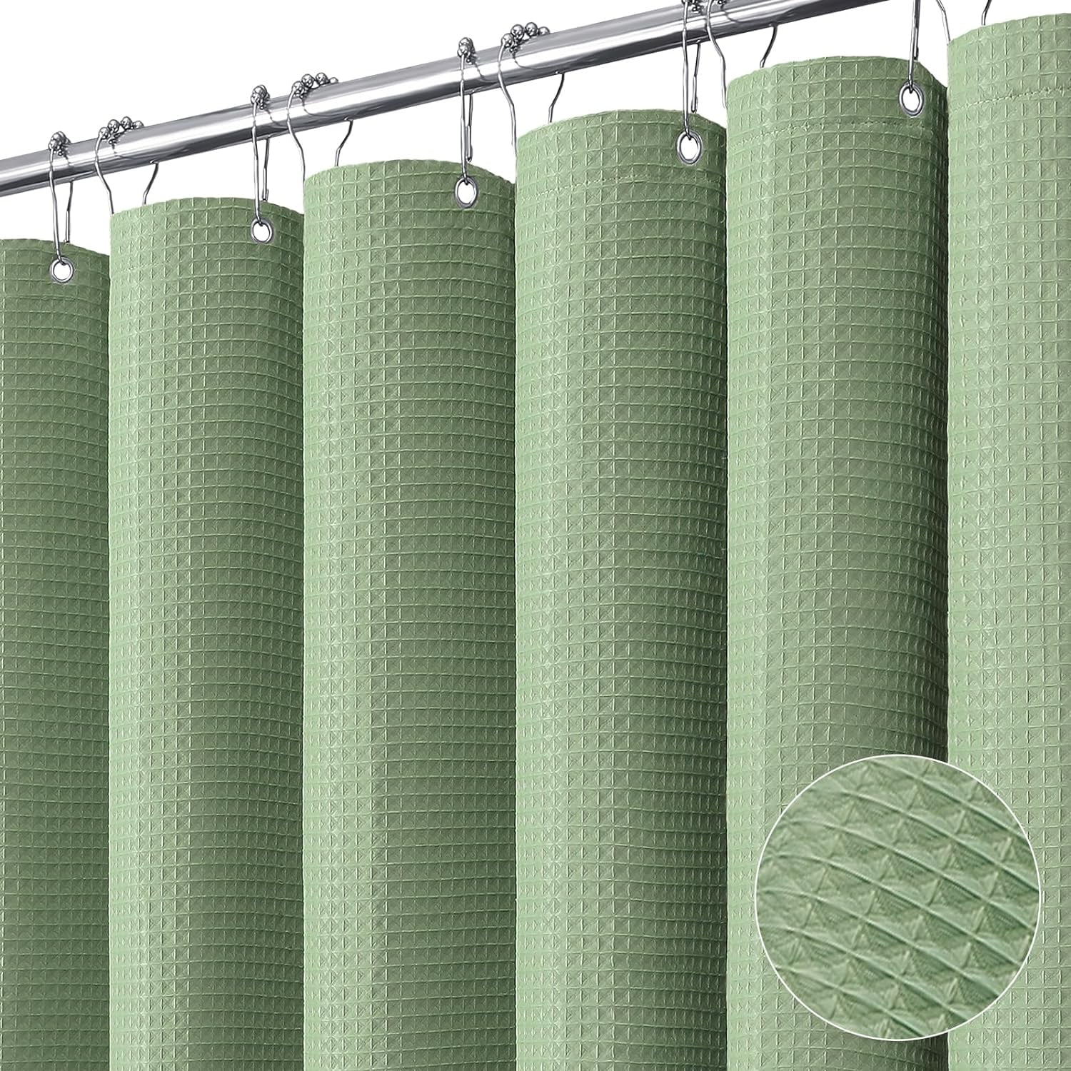 Extra Long Shower Curtain, 96 Inch Long Waffle Weave Fabric Shower ...