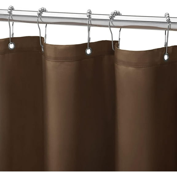 Extra Long Shower Curtain Liner 72 x 84 Inches, Brown Shower Curtain Liner, Washable Waterproof Fabric Bathroom Shower Curtain Set with Hooks