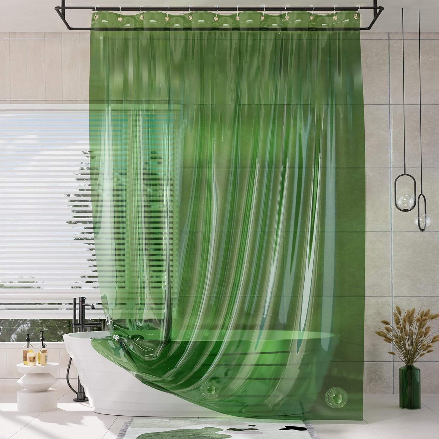 Extra Long Shower Curtain Liner, EVA Clear Green Heavy Duty 96 inch ...