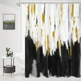 thumbnail image 1 of Extra Long Shower Curtain Set 72 x 84, Modern Ombre 84 inch XL Shower Curtains for Chic Vintage Bathroom Decor, Brush Strokes Oil Painting Fabric Shower Curtain, Black, 1 of 6