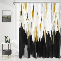 Extra Long Shower Curtain Set 72 x 84, Modern Ombre 84 inch XL Shower Curtains for Chic Vintage Bathroom Decor, Brush Strokes Oil Painting Fabric Shower Curtain, Black