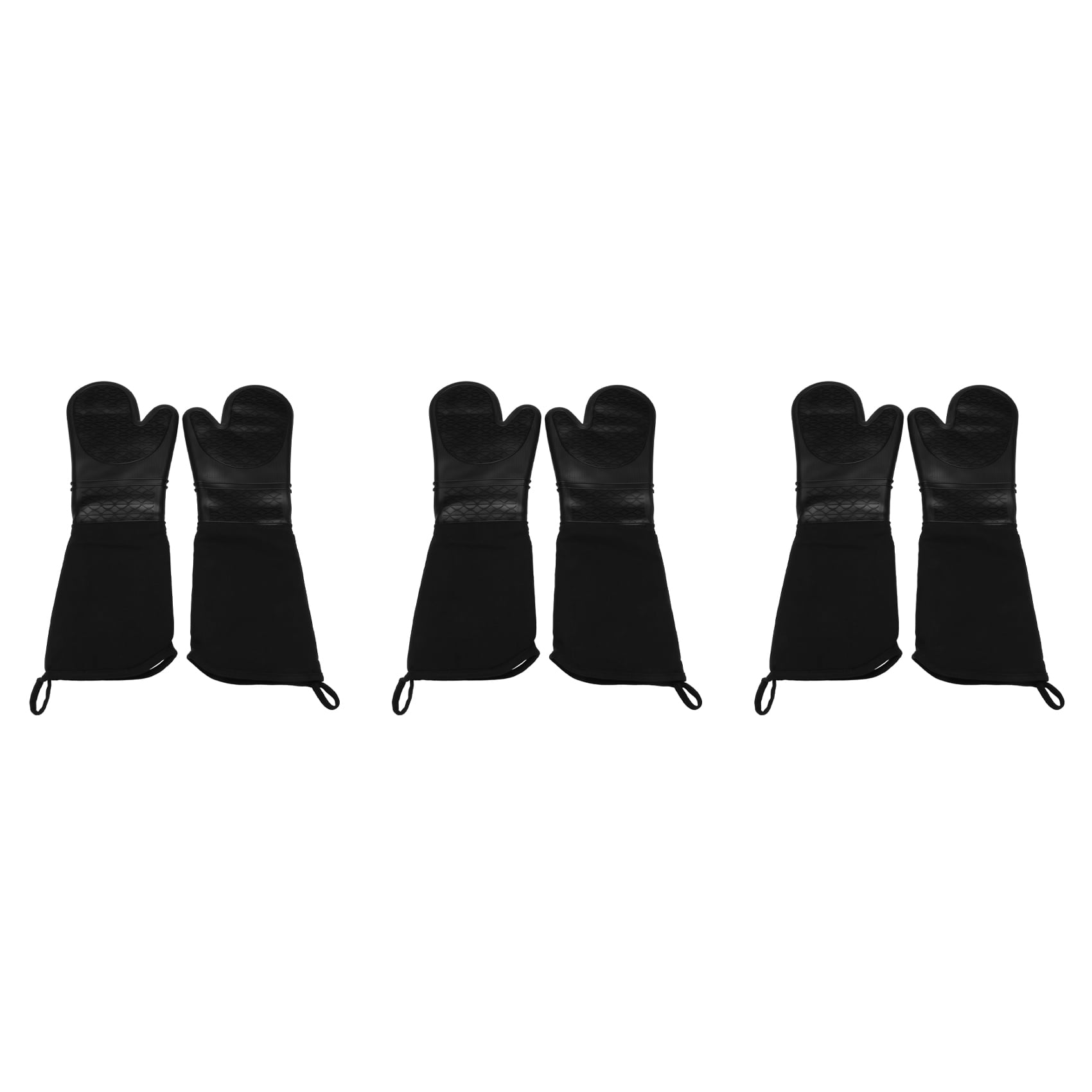 Extra Long Silicone Oven Mitts Heavy Duty Commercial Grade Heat Bbq Gloves with Quilted Cotton Lining 6 Pack