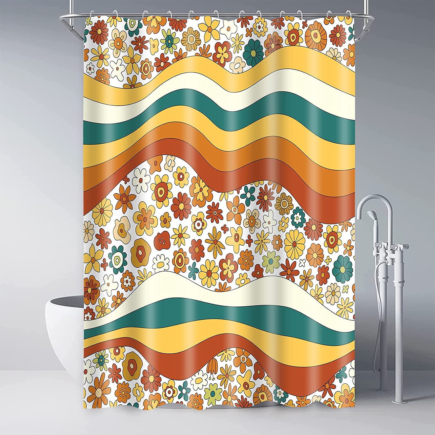 Extra Long Size 72x84in Water Repellent Fabric Shower Curtain for