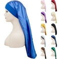 thumbnail image 1 of Extra Long Sleep Cap, High-Elasticity Satin Bonnet with a Wide Band, Designed for Long or Thick Hair to Stay Contained and Protected Overnight. Black, 1 of 3
