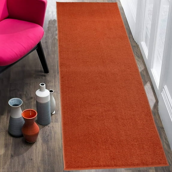 Custom Size Solid Burnt Orange Runner Rug 30 Inch Wide Pick Your Own Size Cut to Size Roll Runner Rug