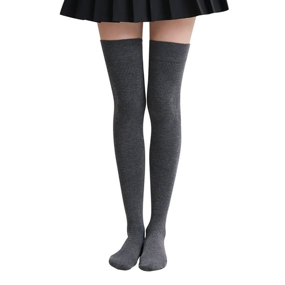 Extra Long Solid Color Thigh High Socks by KLOY2K - Over The Knee Boot Stockings, Nylon Material, Fashionable Legwear, Ideal for Daily & Party Wear, Popular Women's Accessories,Dark Gray,A