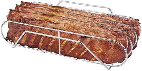 Extra Long Stainless Steel Rib Rack for Smoking and Grilling, Holds up ...