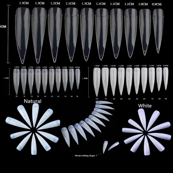 Extra Long Stiletto Curved Pointed Claw Thin French Artificial False Nail Tips 500Pcs Jargod