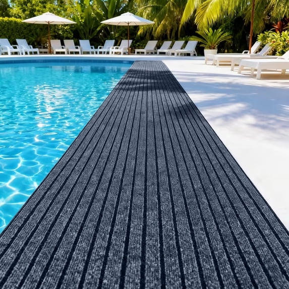 Extra Long Striped Doormat, 63 Inch Heavy Duty Non Slip Entrance Runner Rug for Patio Porch Hallway Garage and Indoor Outdoor High Traffic Floor Protection and Home Decor Accent, Gray