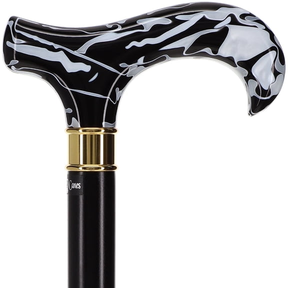 Royal RC Canes Extra Long Super Strong Derby Walking Cane in Black and White Beech Durable Canes for Men and Women