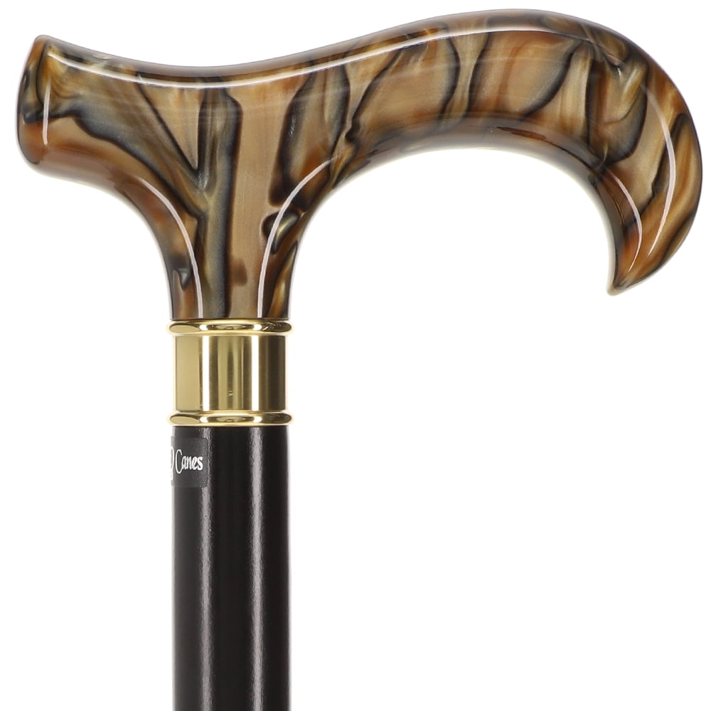 Extra Long, Super Strong Golden Sienna Derby Walking Cane with Black ...