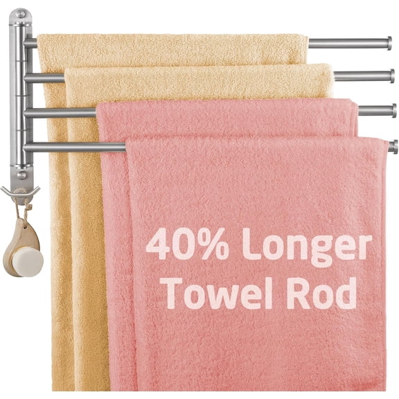 Extra Long Swivel Towel Bar 19.5" 4-Arm, Swing Out Towel Rack for Bathroom Wall, Hand Towel Holder for Multiple Towels, SUS304 Stainless Steel Brushed Finish, A2103S4L50-2