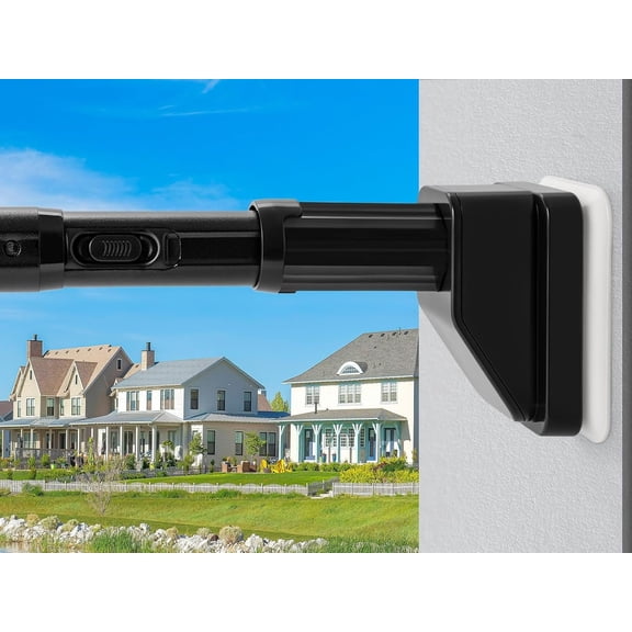 Extra Long Tension Curtain Rod 110-138 Inch, 62 LB Heavy Duty No Drill with Super Grip Caps, Adjustable Outdoor Curtain Rod for Patio, Window, Bathroom, Never Rust 1.26'' Diameter, Black