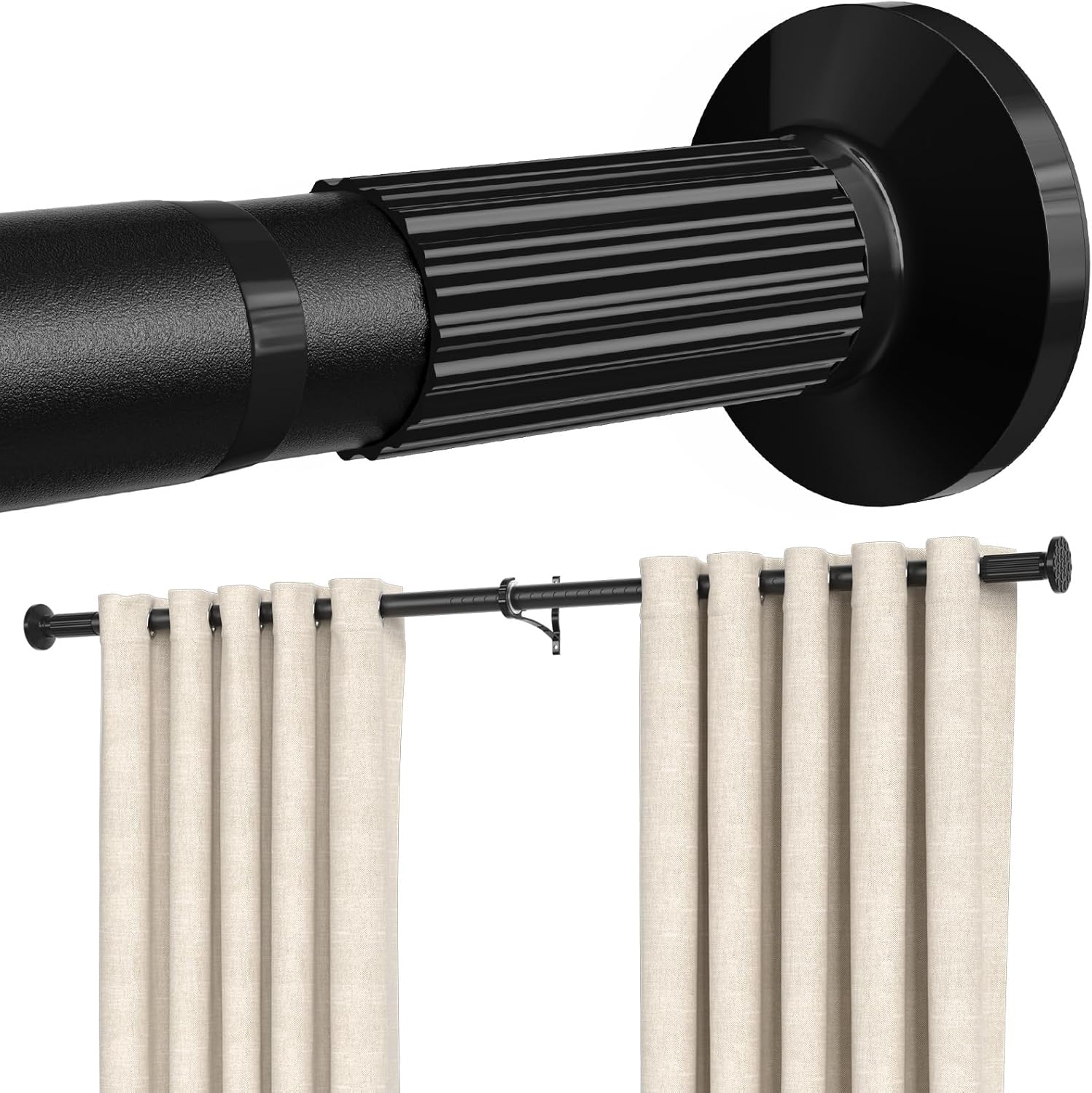 Extra Long Tension Curtain Rod 51-167 Inch(4.25-13.9Ft), Heavy Duty No ...