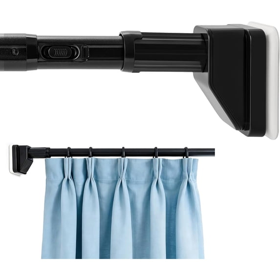 Extra Long Tension Curtain Rod 94-122 Inch, 77 LB Heavy Duty No Drill with Super Grip Caps, Adjustable Outdoor Curtain Rod for Patio, Window, Bathroom, Never Rust 1.26'' Diameter, Black
