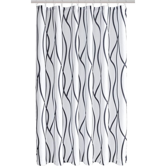 Extra Long Textured Fabric Shower Curtain 72 Inches Width by 84 Inches Length, Black Printed Dancing Bathroom Curtains Machine Washable