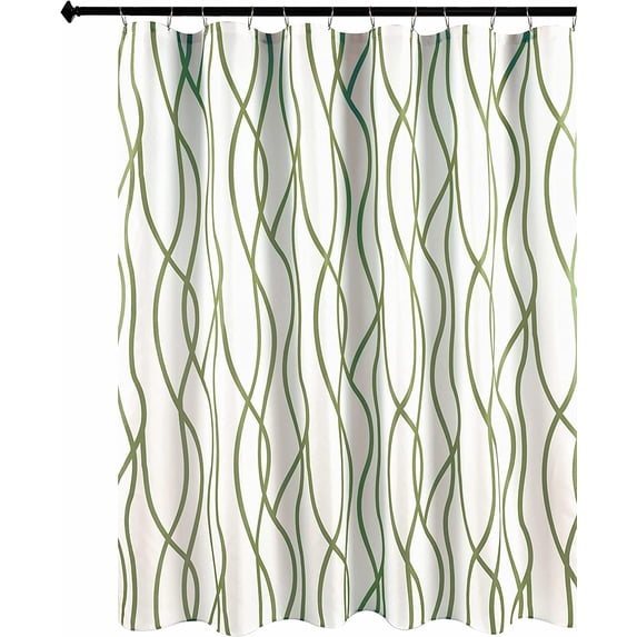 Extra Long Textured Fabric Shower Curtain 72 Inches Width by 84 Inches Length, Sage Printed Dancing Bathroom Curtains Machine Washable