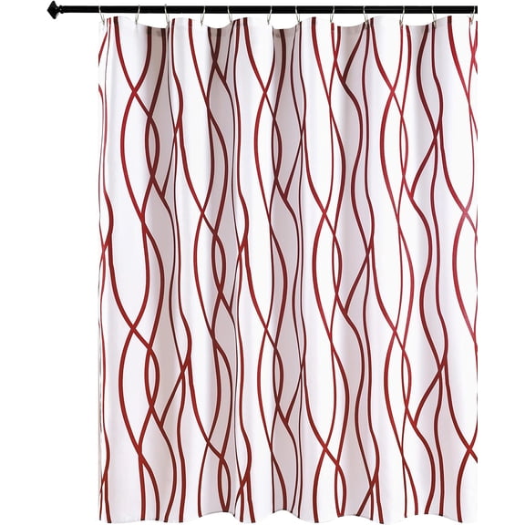 Extra Long Textured Fabric Shower Curtain 72 Inches by 72 Inches, Burgundy Printed Dancing Bathroom Curtains Machine Washable