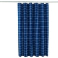 thumbnail image 1 of Extra Long Textured Fabric Shower Curtain 72" Width by 84" Length, Indigo Checkered Printed Bathroom Curtains Machine Washable, 1 of 5