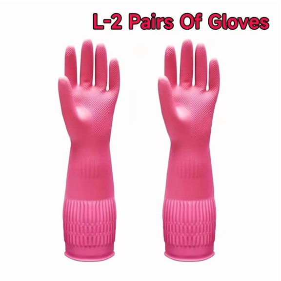 Extra Long Thickened Rubber Gloves 2-Pack Reusable Kitchen Cleaning Gloves Arm Protection