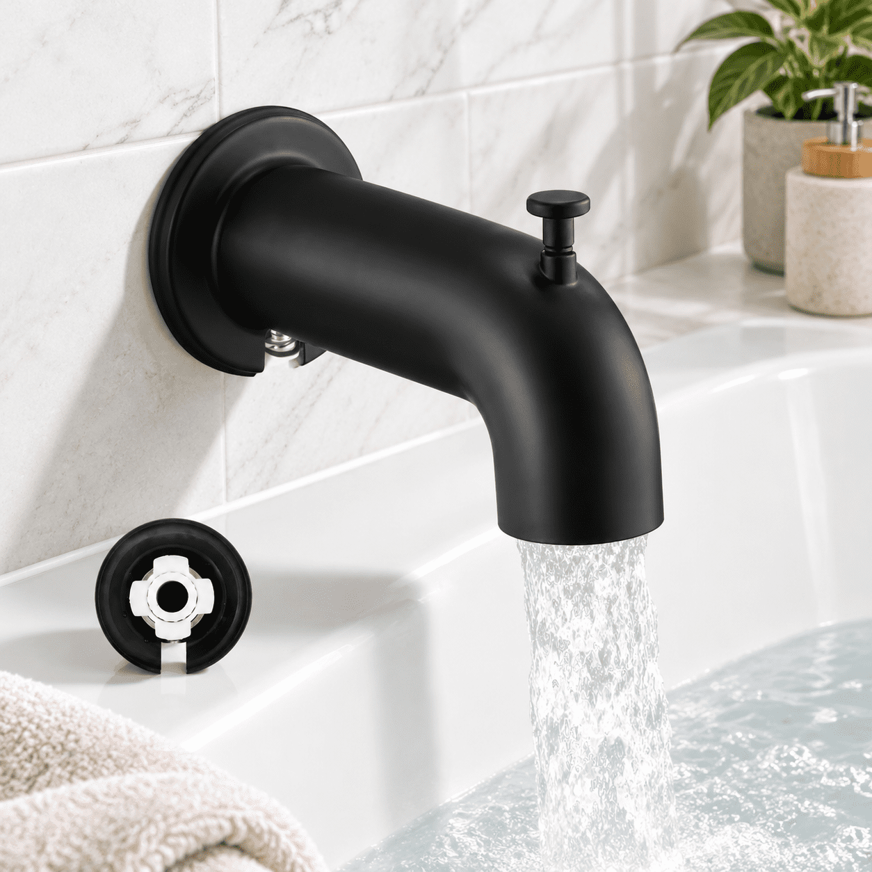 Extra Long Tub Spout With Diverter, 1/2 Inch Slip Fit Connection, Matte ...
