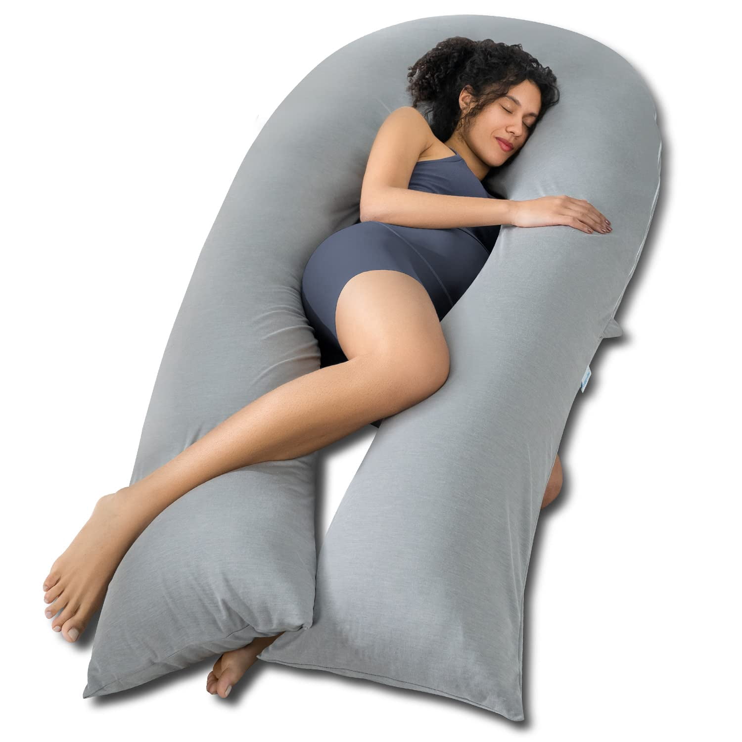 Extra Long U Shaped Body Pillow  Pillows For Sleeping 65 Inch Full Support Maternity Adults Women Grey