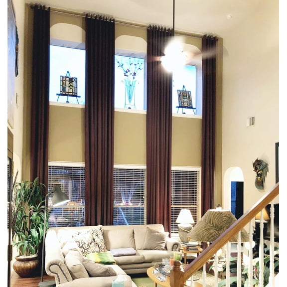 Extra Long Velvet/CHENELLE Curtain Wide Drape 10-24 ft (Brown, Custom)