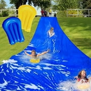 Extra Long Water Slide 40ft x 7.2ft Heavy Duty Slip and Slide with 2 Body Boards - 25 Silk PVC, Backyard Water Toys for Kids Adults, Summer Outdoor Party