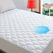 Extra Long Waterproof Mattress Pad - Heavy Duty Bed Topper with 21" Deep Pocket, Noiseless & Machine Washable for 6"-21" Mattresses - Queen/King Size - Breathable Cool Cover for Elderly, Medical,