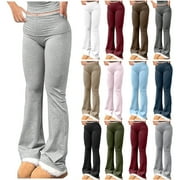 MONINTIC Extra Long Wide Leg Yoga Pants for Tall Women Sport Knit High Rise Elastic Waist Pull On Pants Sport Sweatpant Baggy Solid Color Simple Daily Trousers Pantalones De Yoga Para Mujer My Orders Placed