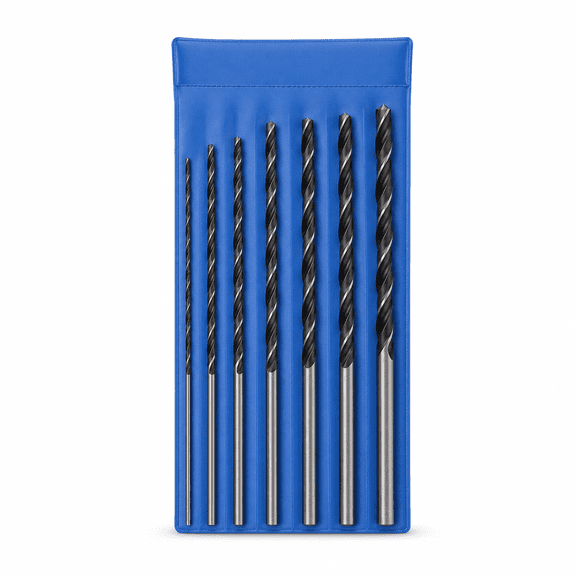 Extra Long Wood Drill Bit Set Brad Point Twist Boring Tool for Carpentry, 300mm, Black, 7-Pack